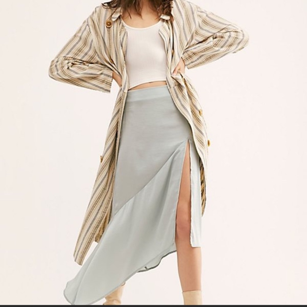 FREE PEOPLE OCEAN BLUE MAXI SKIRT W/ SLIT